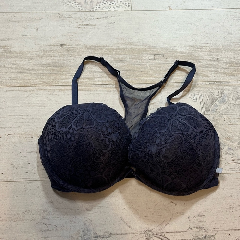 Victoria’s Secret Blue Lace Racerback Pushup Bra 34DD